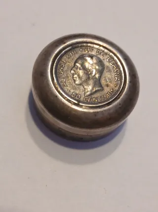 Pastillero antiguo Alfonso XIII 50 céntimos plata