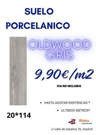 Suelo Porcelánico Oldwood Gris 20x114