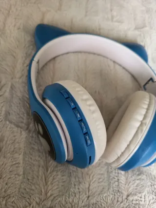 Cascos Bluetooth Gato Azul y Blanco