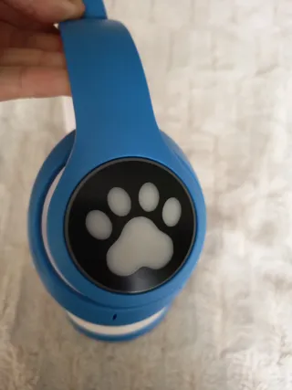 Cascos Bluetooth Gato Azul y Blanco