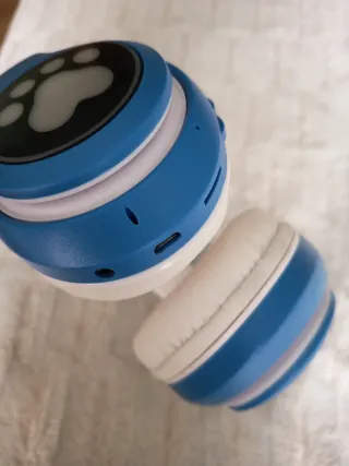 Cascos Bluetooth Gato Azul y Blanco