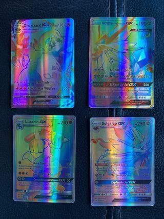 4 Cartas Pokémon VMAX, GX Rainbow Rare