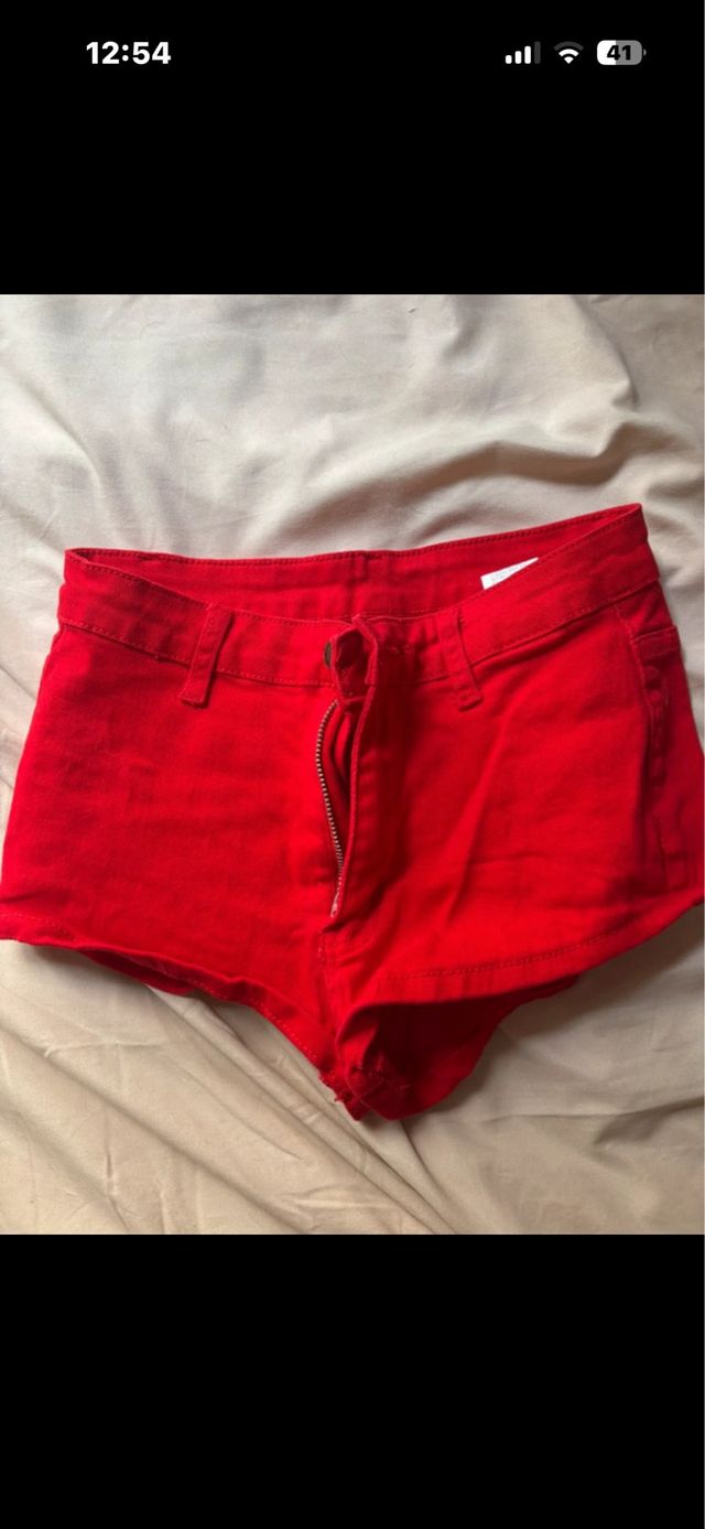 Shorts vaqueros rojos