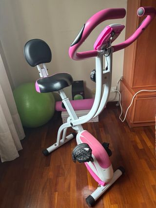 Bicicleta Estática Rosa y Blanca (ultrasport)