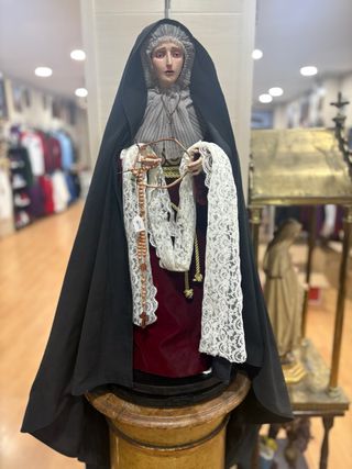 Virgen Barro Policromada 65cm