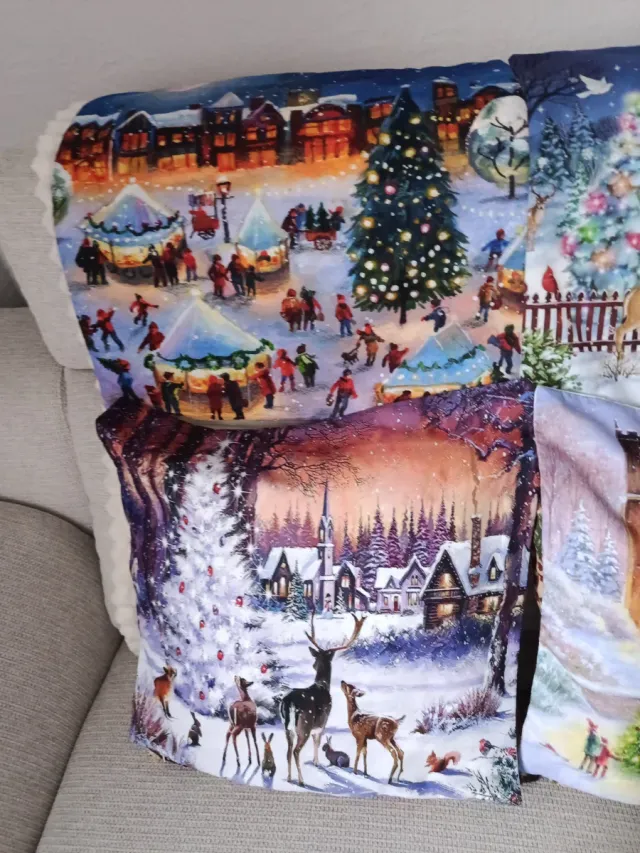 4 Capas de Almofada para Natal Cena de Inverno