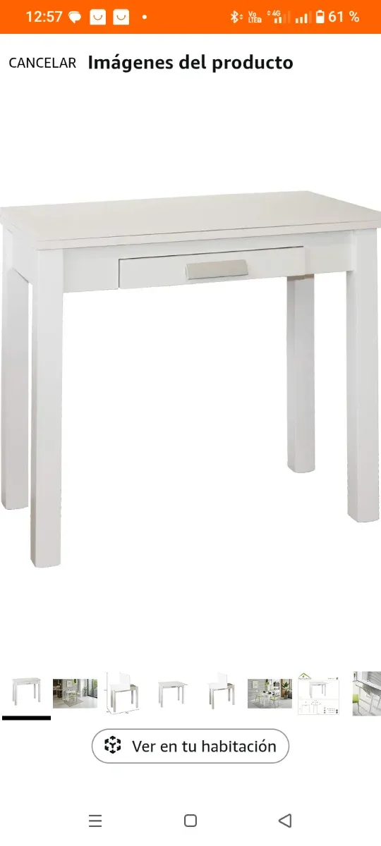 Mesa de cocina plegable blanca