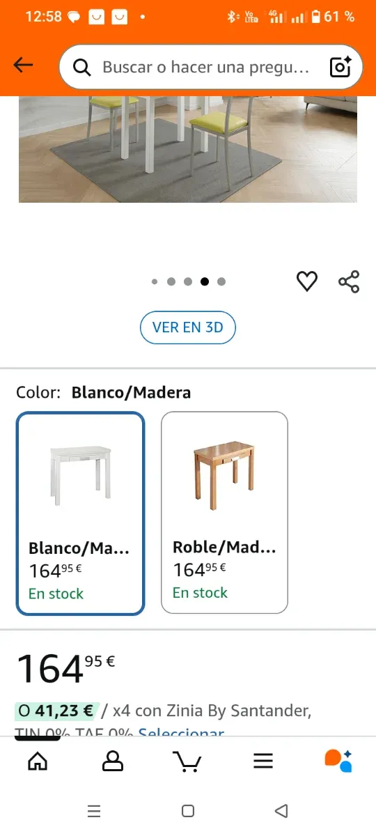 Mesa de cocina plegable blanca