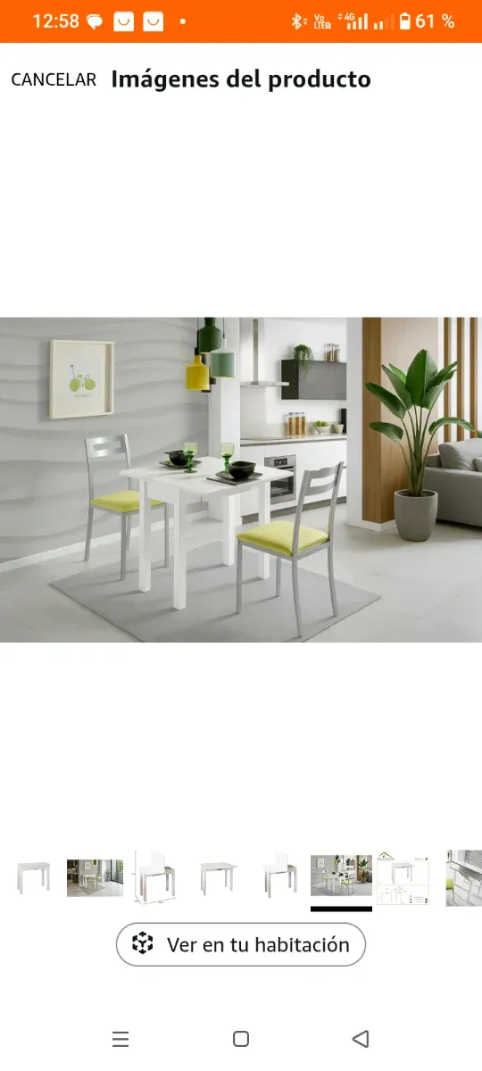 Mesa de cocina plegable blanca