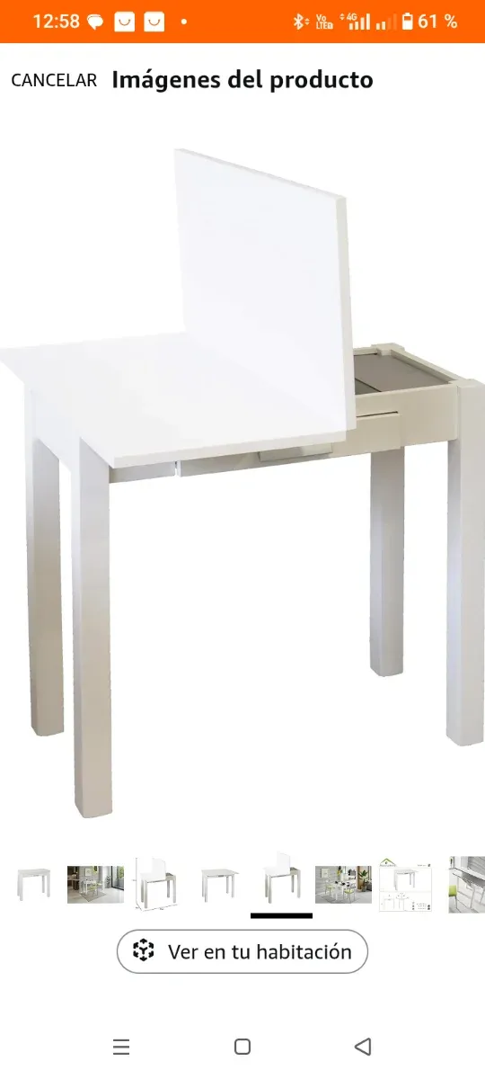 Mesa de cocina plegable blanca