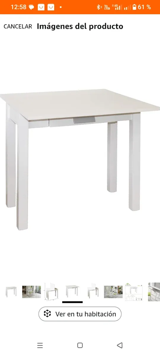 Mesa de cocina plegable blanca