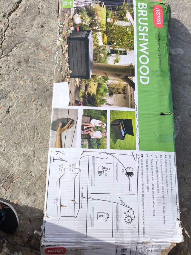 Keter Brushwood - Arcón exterior, Baúl almacenaje, armario  454L