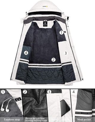 Chaqueta de esquí de montaña GEMYSE para mujer, impermeable, cortavientos, con capucha