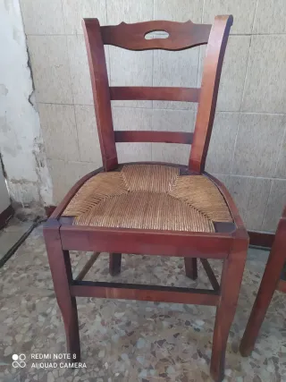 6 sedie in legno con seduta impagliata – rustiche