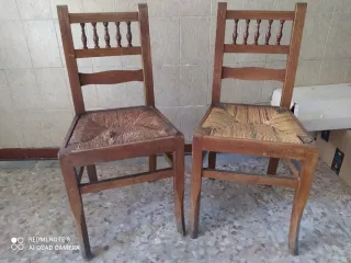 6 sedie in legno con seduta impagliata – rustiche