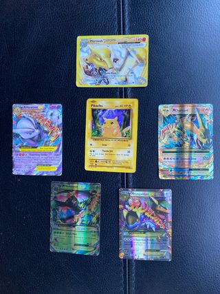 6 Cartas Pokémon: Mewtwo, Charizard, Pikachu