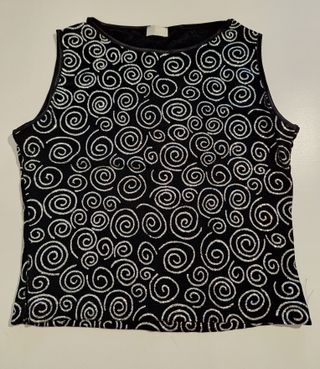 Top fiesta negro mujer purpurina plateado