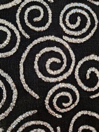 Top fiesta negro mujer purpurina plateado