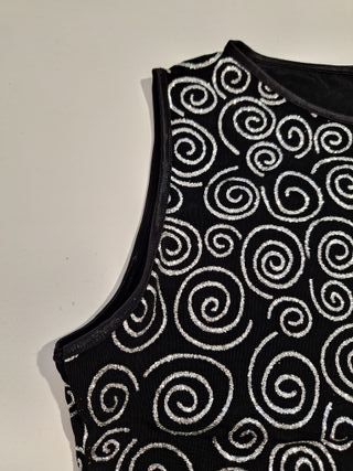 Top fiesta negro mujer purpurina plateado