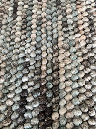 Tappeto di lana grigio e turchese