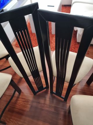 6 Sillas Comedor Madera Beige/Negro