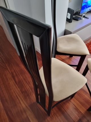6 Sillas Comedor Madera Beige/Negro