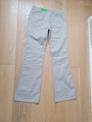 Pantalones anchos mujer beige