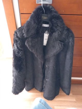 Abrigo pelo negro fiesta T-M NUEVO El Corte Inglés