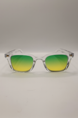 Gafas transparentes con lentes verde-amarillo
