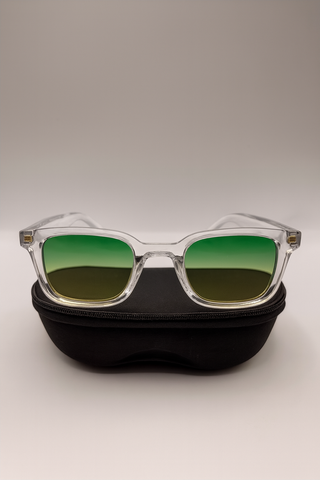 Gafas transparentes con lentes verde-amarillo