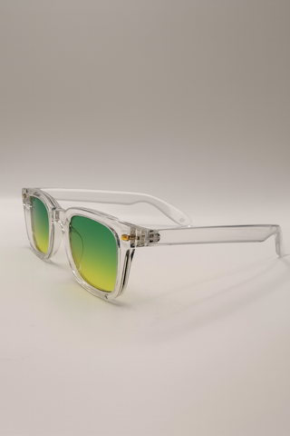 Gafas transparentes con lentes verde-amarillo