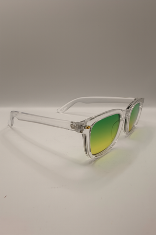 Gafas transparentes con lentes verde-amarillo