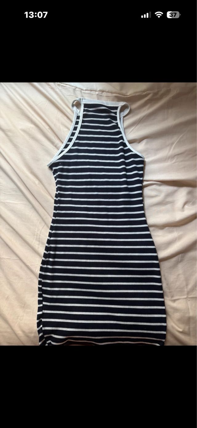 Vestido SHEIN Petite XS Rayas Azul Blanco