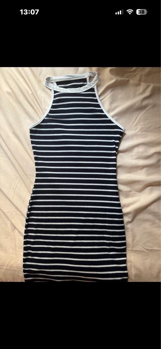 Vestido SHEIN Petite XS Rayas Azul Blanco