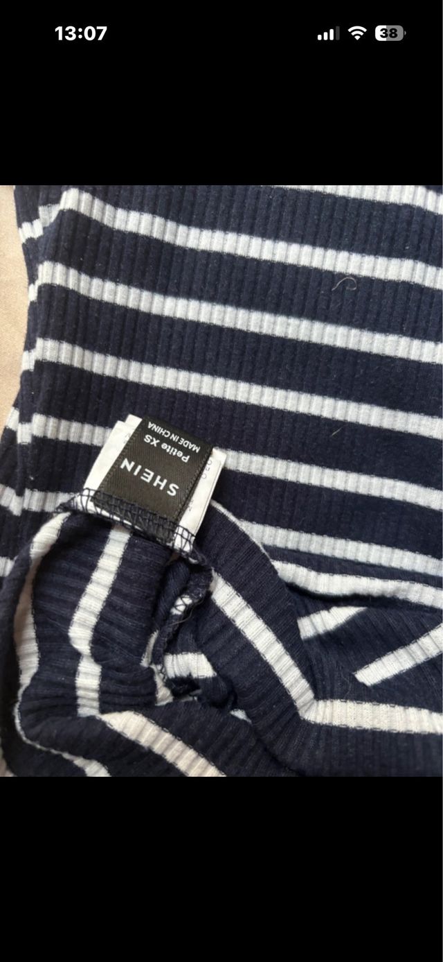 Vestido SHEIN Petite XS Rayas Azul Blanco