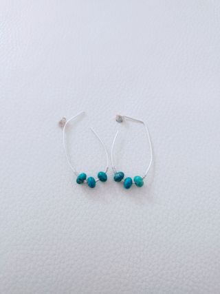 Pendientes Aro Ovalado Plata y turmalina