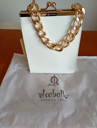 Bolso El Caballo blanco y dorado