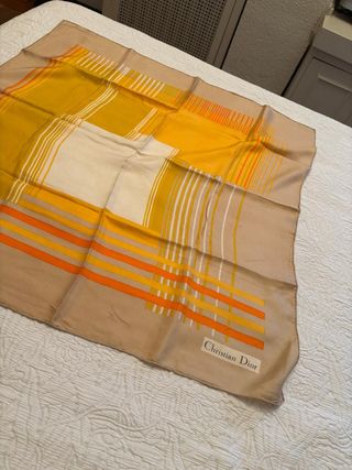 Pañuelo Seda Christian Dior Beige y Amarillo