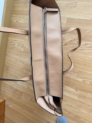 Bolso grande tote piel beige