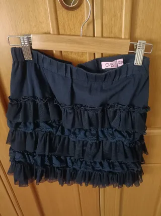 Falda de fiesta azul con volantes