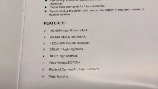 Monitor LCD 7 Lilliput modelo FS7 4k SDI/HDMI