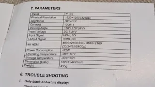 Monitor LCD 7 Lilliput modelo FS7 4k SDI/HDMI