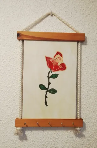 Colgador llaves madera y cerámica 38×27,CT