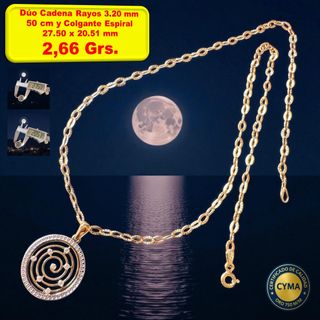 Cadena Oro 18k 45cm y Colgante Puño Negro