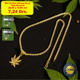 Cadena Oro 18k 45cm y Colgante Puño Negro