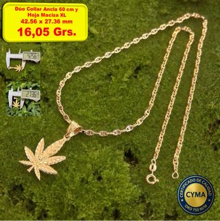 Cadena Oro 18k 45cm y Colgante Puño Negro