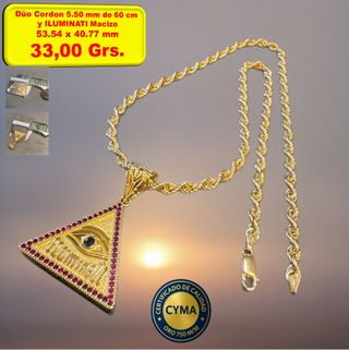 Cadena Oro 18k 45cm y Colgante Puño Negro