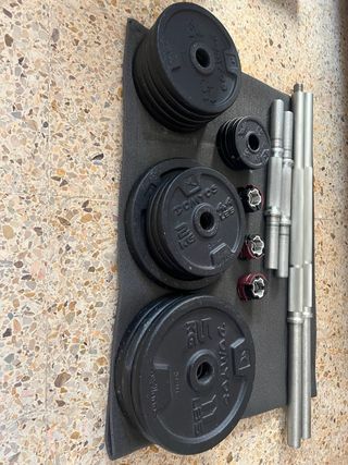 Barra desmontable, mancuernas y discos