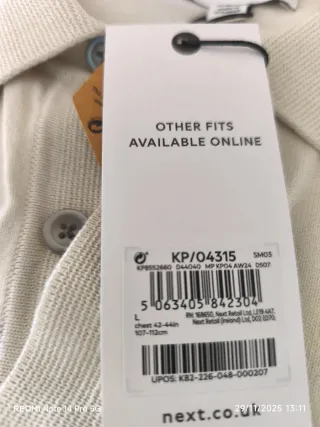 Polo Next Hombre Manga Larga Talla L Crema