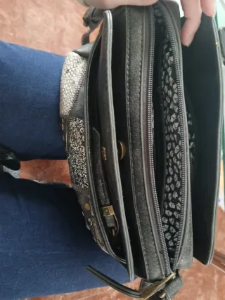 Bolso Nano de la Rosa Negro y Plateado